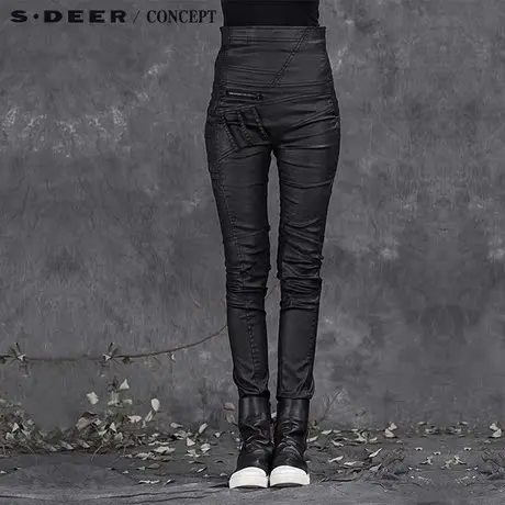 sdeer圣迪奥冬装帅气朋克气质挺括长裤S15480836商品大图