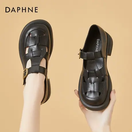 达芙妮平底单鞋女2022年新款女鞋复古编织英伦风小皮鞋日系女jk鞋图片