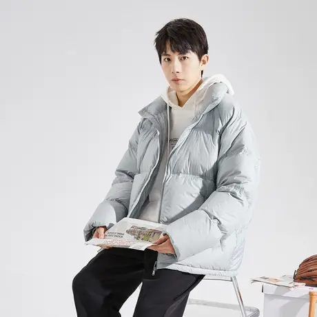 唐狮2023冬季新款羽绒服男撞色拼接短款连帽面包服潮上衣外套12.1图片