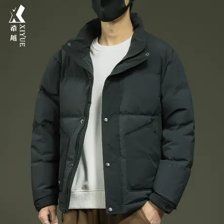 希越白鸭绒加厚棉服外套男2023冬季新款宽松大码潮牌立领男士棉衣商品大图