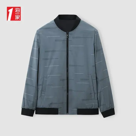 海一家经典棒球领两面穿外套2024春季新款时尚印花简约男士夹克商品大图