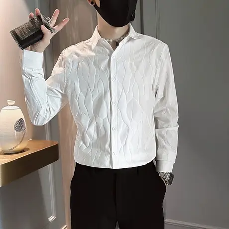 高级感个性衬衣长袖春秋季2023新款潮流男发型师休闲小众上衣衬衫图片