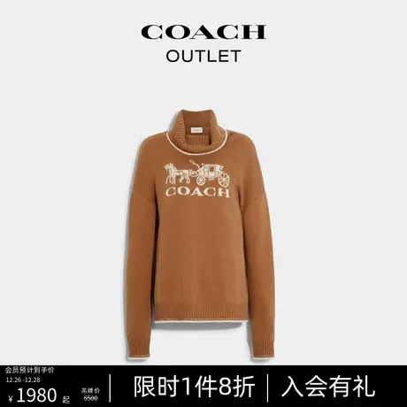 COACH/蔻驰奥莱女士宽大型圆翻领毛针织衫毛衣图片