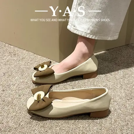 上班豆豆鞋子女配裙子2024年春季新款平底不累脚单鞋软底浅口瓢鞋商品大图