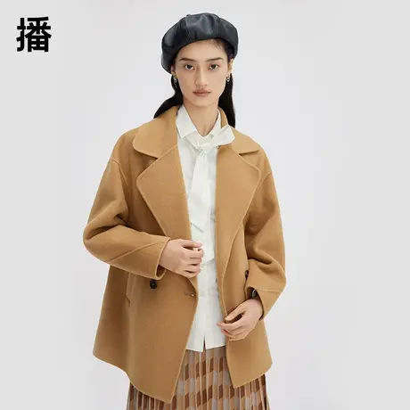 播落落大方翻领毛呢外套DDQ4AD5523图片