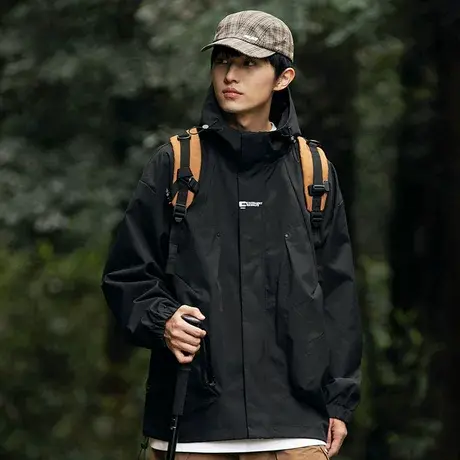 冲锋衣外套男2024春季新款防水防污夹克大码加肥加大户外美式套装商品大图