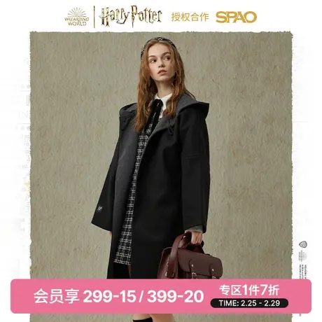 SPAO哈利波特新款环球影城情侣中长款连帽大衣外套斗篷SPJWB4TD02图片