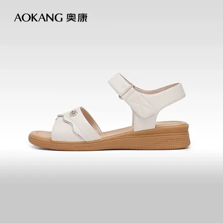 【门店发货】奥康女鞋 夏季新款坡跟舒适日常妈妈鞋凉鞋透气商品大图