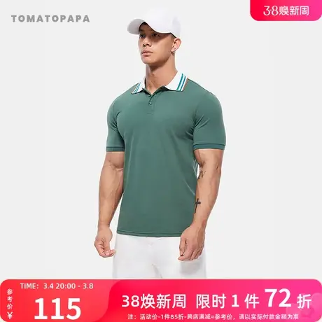 TOMATOPAPA新款POLO短袖2024春夏体恤透气吸汗运动健身翻领男上衣商品大图