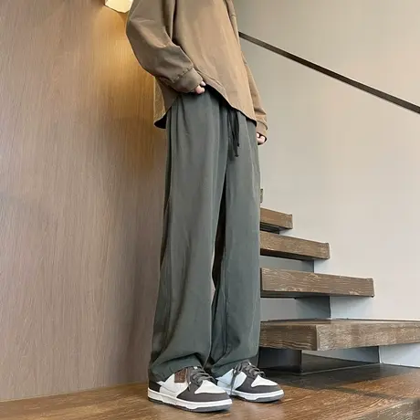 日系cityboy潮牌工装裤男秋冬黑色宽松阔腿裤休闲百搭抽绳直筒裤商品大图