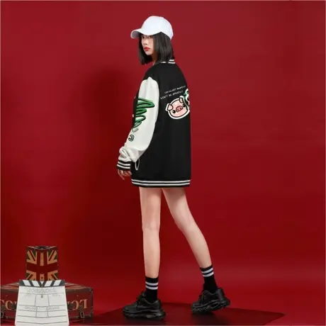 Ohlyah国潮牌复古棒球服女秋冬新款小众设计感vintage情侣款外套商品大图