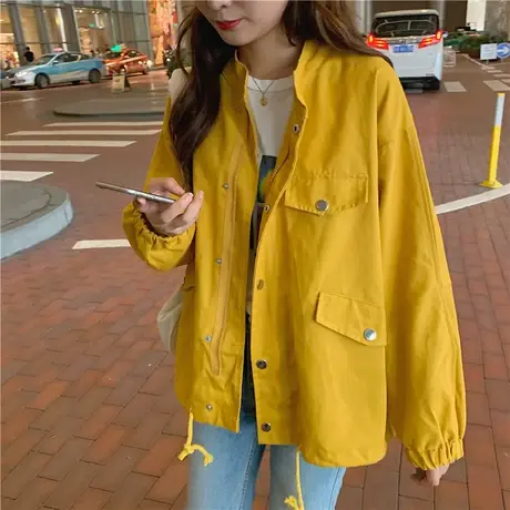 外套女bf复古港风宽松工装森系ins潮薄款韩版春秋百搭炸街棒球服商品大图