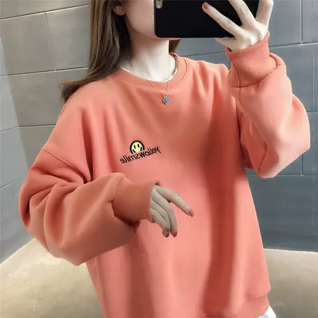 2023秋冬新款加绒加厚卫衣女休闲宽松套头学生韩版简约上衣ins潮商品大图