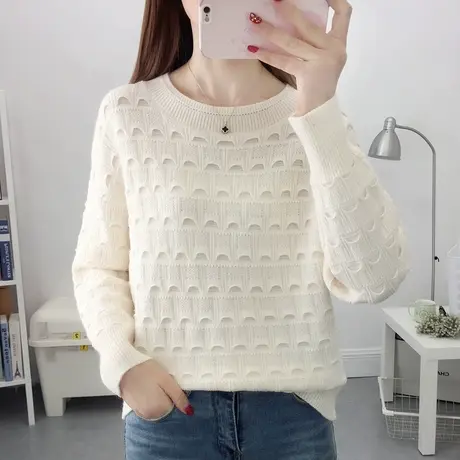 毛衣2023年新款圆领宽松外穿针织衫短款洋气内搭打底衫洋气百搭女商品大图