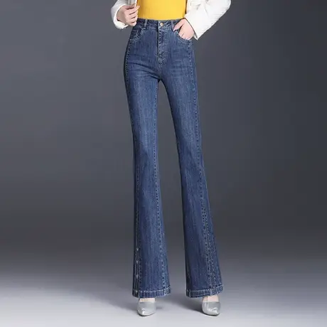 时尚牛仔裤韩版显瘦休闲裤女秋季2023新款裤子高腰微喇裤气质长裤图片