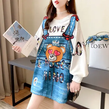 初秋ins卫衣女春秋季韩版宽松中长款百搭学生薄款小熊上衣外套潮商品大图