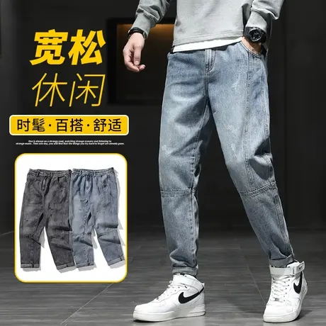 秋季弹力工装牛仔裤男士直筒宽松休闲长裤子男裤春秋款秋冬款冬季商品大图