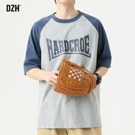 青少年运动圆领t恤男夏季纯棉插肩半袖上衣印花体恤2023新款夏装商品大图