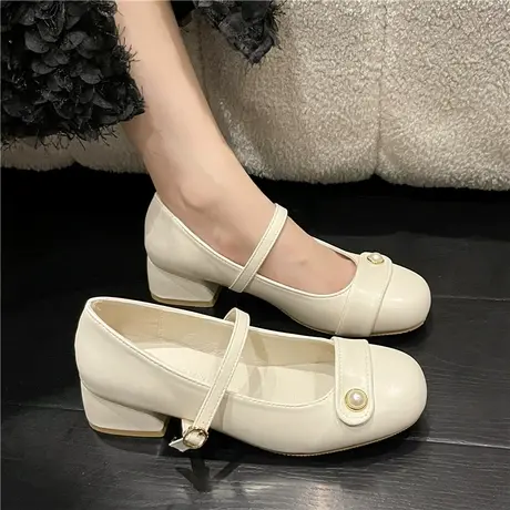 鞋子女春秋小单鞋配裙子旗袍气质温柔风百搭中跟玛丽珍女鞋晚晚鞋图片