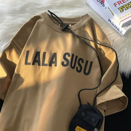 美式复古短袖t恤男夏季ins潮流半袖oversize体恤潮牌打底衫上衣服商品大图