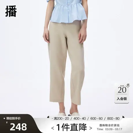 播高腰锥形裤春季拉链门襟脚口卷边女DDQ3KD5037商品大图