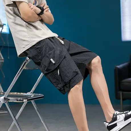 日系工装短裤男夏季薄款男款直筒冰感五分裤子潮流大口袋休闲中裤商品大图