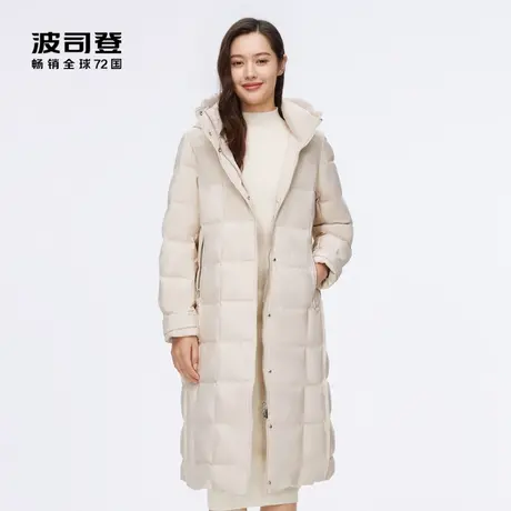 波司登奥莱女装鹅绒长款轻商务舒适零压高领连帽防风保暖羽绒服图片