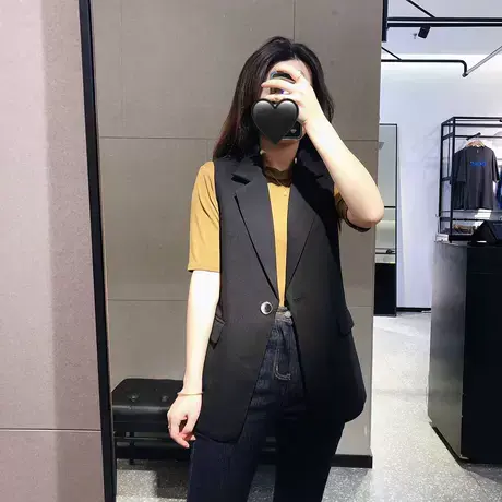 2023年秋季新款高级感宽松气质西装马甲纯色一粒扣时尚百搭马夹潮图片