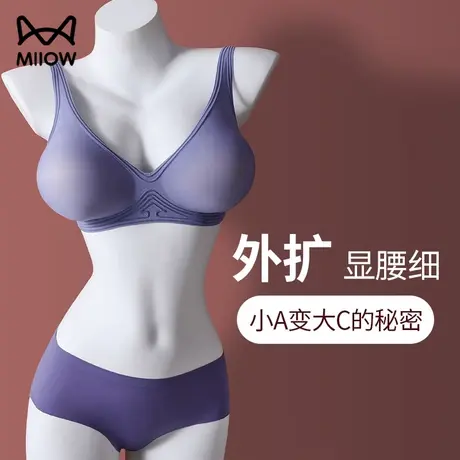 猫人女生穿出圆圆胸外扩型内衣女小胸聚拢显大胸罩无痕防滑文胸图片