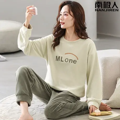 睡衣女款冬季女款2023新款海岛绒女士薄绒清新风套装家居服秋冬款图片