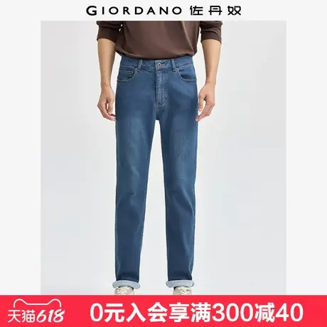 佐丹奴加绒牛仔裤男新款内抓绒洗水磨白修身中腰直筒裤子01114682商品大图