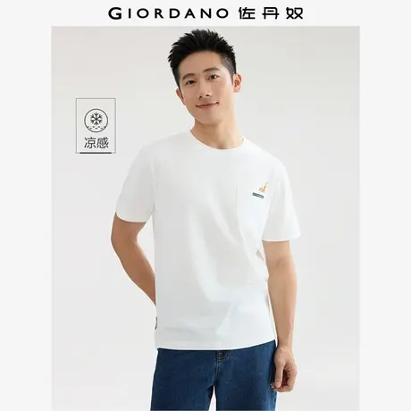 佐丹奴T恤男装黑科技凉感猴子刺绣口袋圆领针织短袖T恤 13025217商品大图