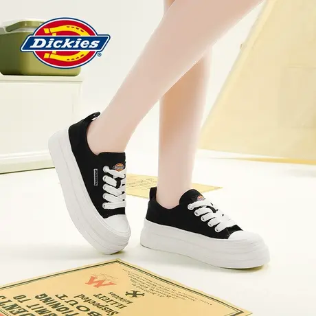 Dickies帆布鞋女2025春季新款厚底增高休闲鞋女黑色潮流百搭板鞋图片