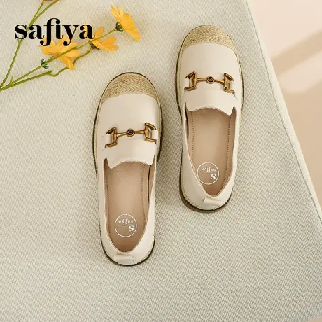 Safiya索菲娅厚底渔夫鞋女款新款外穿复古一脚蹬休闲编织平底单鞋图片