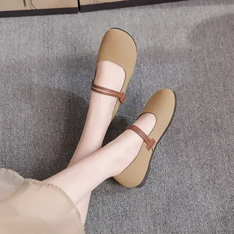 小码3233新款夏真皮平底妈妈鞋复古大码41玛丽珍女单鞋浅口奶奶鞋商品大图