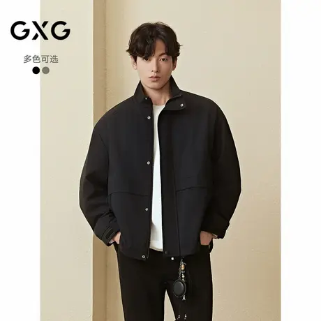 GXG男装 立领通勤行政夹克肌理拼接宽松茄克男士外套2025秋季新品商品大图