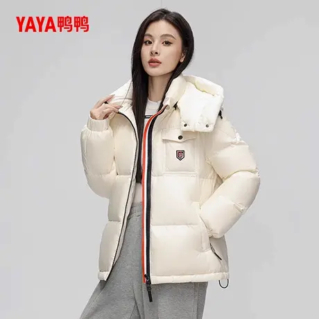 鸭鸭羽绒服女2024年冬季新品短款连帽时尚百搭加厚保暖休闲外套X商品大图