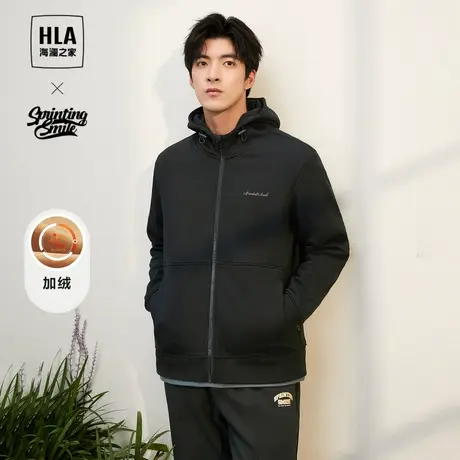 HLA/海澜之家SPRINTING SMILE系列卫衣23秋冬宽松连帽加绒加厚男商品大图