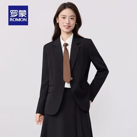 罗蒙女士西装外套2025秋季新款优雅气质宽松休闲单西纯色百搭西服商品大图