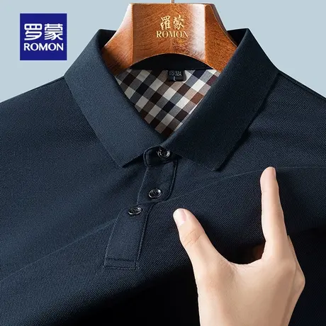 【含绵羊毛】罗蒙男士商务休闲长袖POLO衫2025秋季新款百搭T恤衫商品大图