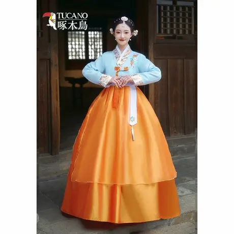 啄木鸟韩服朝鲜族舞蹈服演出服表演服闺蜜摄影伴娘旅拍朝鲜族服装图片