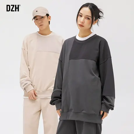 情侣美式重磅圆领卫衣男春秋高级感2023年新款休闲长袖上衣情侣装商品大图