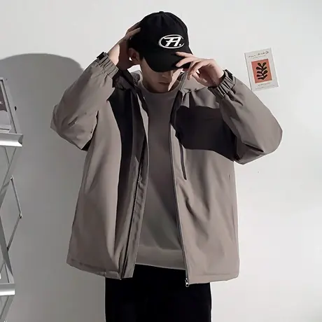 唐狮冬季新款棉衣男士连帽冲锋少年保暖外套上衣夹棉棉袄潮牌TD图片