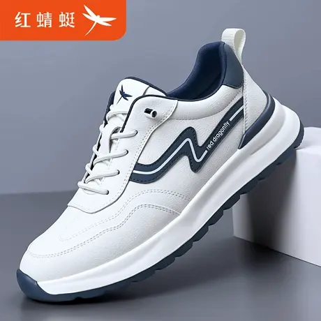 红蜻蜓男鞋冬季新款运动休闲鞋男时尚防滑皮鞋透气百搭轻便小白鞋商品大图