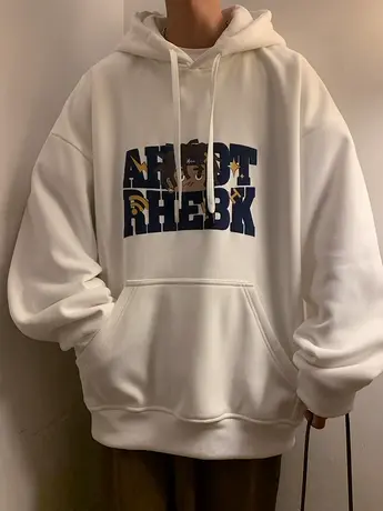 纯棉卡通连帽卫衣男秋冬季美式慵懒重磅加绒加厚青年情侣潮牌外套商品大图