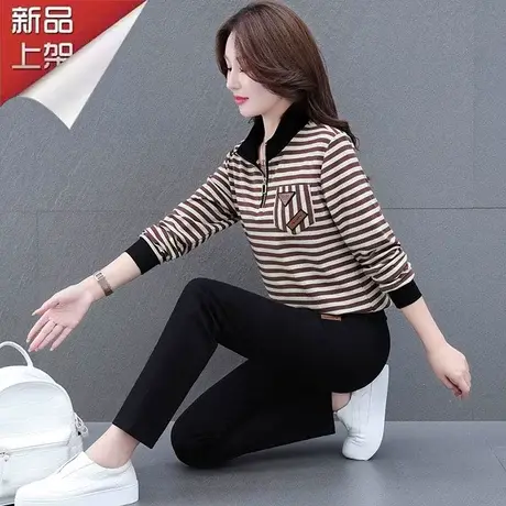 恋上17号中年妈妈运动服套装女春秋2023新款立领卫衣休闲时尚洋气商品大图