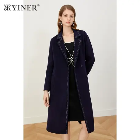 YINER音儿商场同款女装2021冬季新款西装领气质毛呢外套商品大图