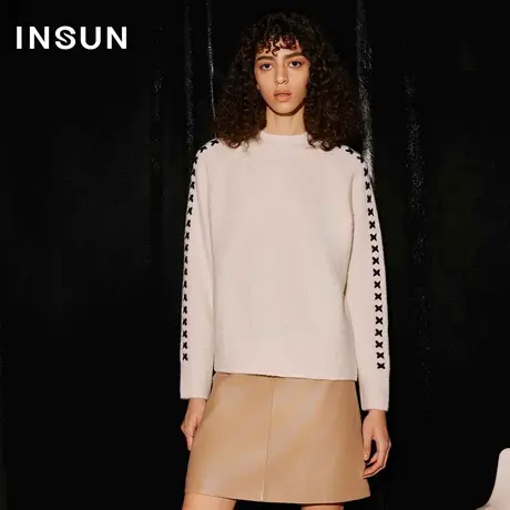 【官方直播】恩裳COVER时髦短款针织毛衣弹力舒适挺括羊毛针织衫商品大图