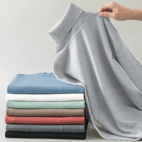 男士毛衣潮牌潮流秋冬季高领内搭打底衫纯色针织衫毛线衣毛衫长袖商品大图