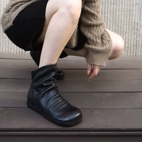 Artmu阿木复古倒靴平底短靴女春秋单靴真皮靴子女2023新款堆堆靴图片